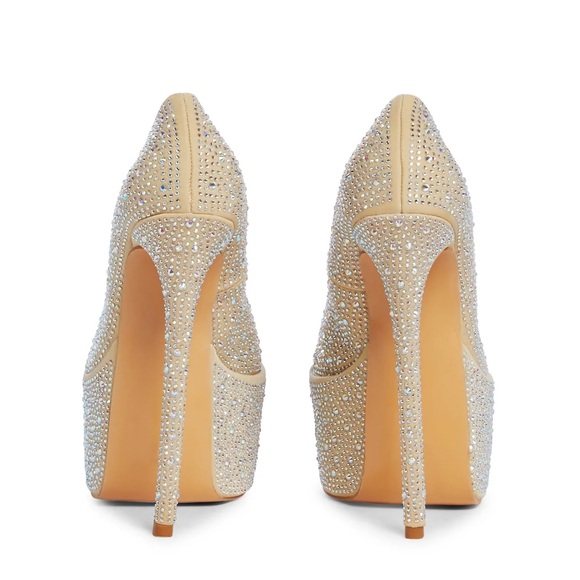 Nude rhinestone platform heels size 6